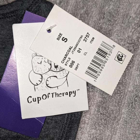 Cup Of Therapy: "I'm Too Tired To Talk Let's Hug" Tank-Top Women Small Gray NWT - Picture 4 of 7